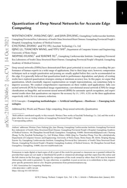 Quantization of Deep Neural Networks for Accurate Edge Computing