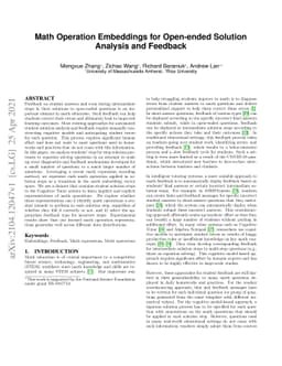 Math Operation Embeddings for Open-ended Solution Analysis and Feedback
