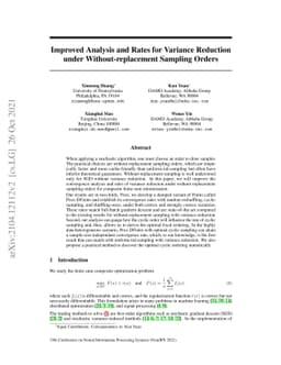 Improved Analysis and Rates for Variance Reduction under
  Without-replacement Sampling Orders