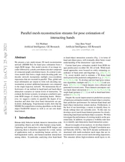 Parallel mesh reconstruction streams for pose estimation of interacting
  hands