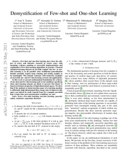 Demystification of Few-shot and One-shot Learning