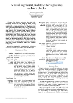 A novel segmentation dataset for signatures on bank checks