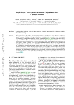 Single Stage Class Agnostic Common Object Detection: A Simple Baseline