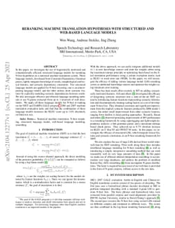 Reranking Machine Translation Hypotheses with Structured and Web-based
  Language Models