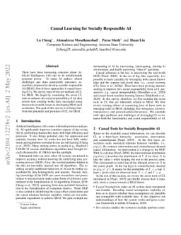 Causal Learning for Socially Responsible AI
