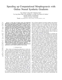 Speeding up Computational Morphogenesis with Online Neural Synthetic
  Gradients