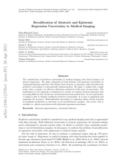 Recalibration of Aleatoric and Epistemic Regression Uncertainty in
  Medical Imaging
