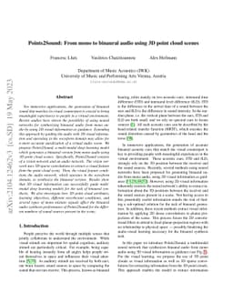 Points2Sound: From mono to binaural audio using 3D point cloud scenes