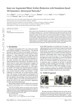 Inner-ear Augmented Metal Artifact Reduction with Simulation-based 3D
  Generative Adversarial Networks