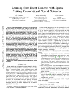 Learning from Event Cameras with Sparse Spiking Convolutional Neural
  Networks