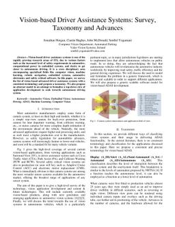 Vision-based Driver Assistance Systems: Survey, Taxonomy and Advances