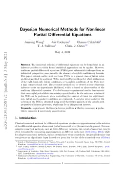Bayesian Numerical Methods for Nonlinear Partial Differential Equations