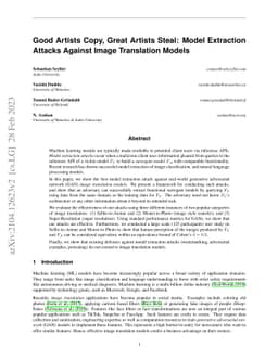 Good Artists Copy, Great Artists Steal: Model Extraction Attacks Against
  Image Translation Models