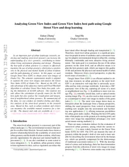 Analyzing Green View Index and Green View Index best path using Google
  Street View and deep learning