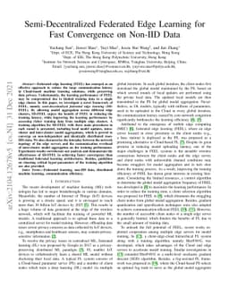 Semi-Decentralized Federated Edge Learning for Fast Convergence on
  Non-IID Data