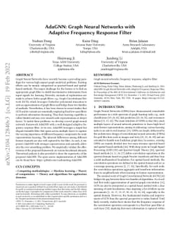 AdaGNN: Graph Neural Networks with Adaptive Frequency Response Filter