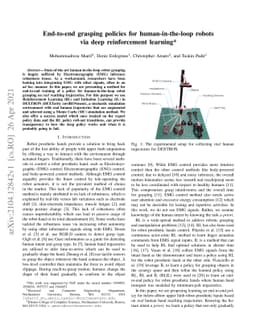 End-to-end grasping policies for human-in-the-loop robots via deep
  reinforcement learning