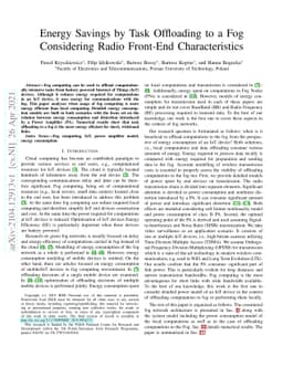 Energy Savings by Task Offloading to a Fog Considering Radio Front-End
  Characteristics