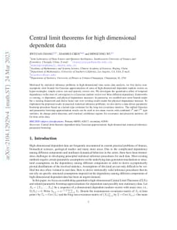 Central limit theorems for high dimensional dependent data