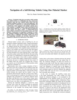 Navigation of a Self-Driving Vehicle Using One Fiducial Marker