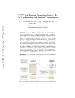 AT-ST: Self-Training Adaptation Strategy for OCR in Domains with Limited
  Transcriptions