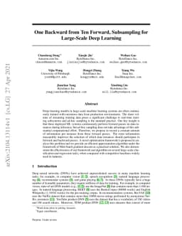 One Backward from Ten Forward, Subsampling for Large-Scale Deep Learning