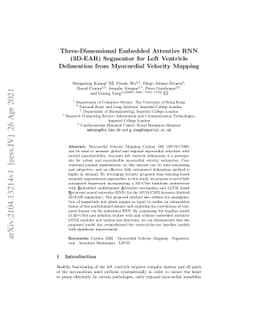 Three-Dimensional Embedded Attentive RNN (3D-EAR) Segmentor for Left
  Ventricle Delineation from Myocardial Velocity Mapping