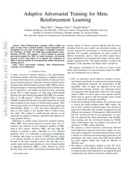 Adaptive Adversarial Training for Meta Reinforcement Learning