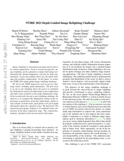 NTIRE 2021 Depth Guided Image Relighting Challenge