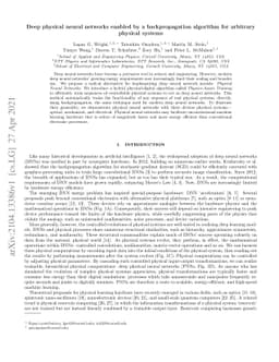 Deep physical neural networks enabled by a backpropagation algorithm for
  arbitrary physical systems