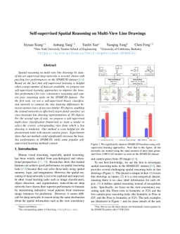 Self-supervised Spatial Reasoning on Multi-View Line Drawings