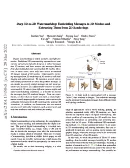 Deep 3D-to-2D Watermarking: Embedding Messages in 3D Meshes and
  Extracting Them from 2D Renderings
