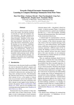 Towards Clinical Encounter Summarization: Learning to Compose Discharge
  Summaries from Prior Notes