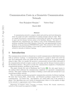 Communication Costs in a Geometric Communication Network