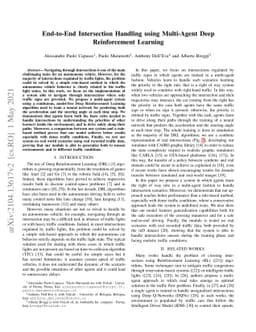 End-to-End Intersection Handling using Multi-Agent Deep Reinforcement
  Learning