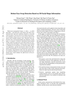Robust Face-Swap Detection Based on 3D Facial Shape Information