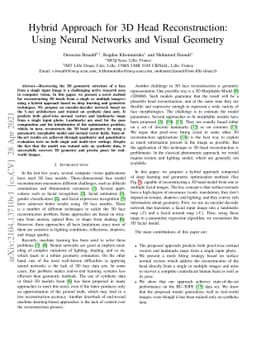 Hybrid Approach for 3D Head Reconstruction: Using Neural Networks and
  Visual Geometry