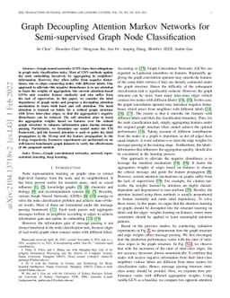 Graph Decoupling Attention Markov Networks for Semi-supervised Graph
  Node Classification