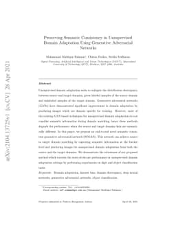 Preserving Semantic Consistency in Unsupervised Domain Adaptation Using
  Generative Adversarial Networks