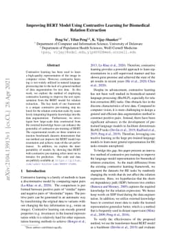 Improving BERT Model Using Contrastive Learning for Biomedical Relation
  Extraction