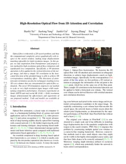 High-Resolution Optical Flow from 1D Attention and Correlation