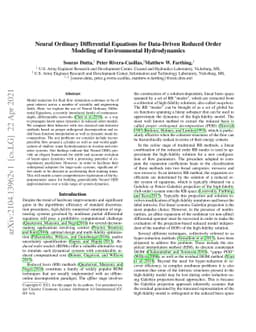 Neural Ordinary Differential Equations for Data-Driven Reduced Order
  Modeling of Environmental Hydrodynamics