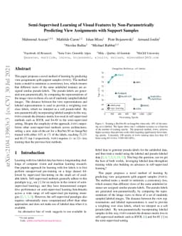Semi-Supervised Learning of Visual Features by Non-Parametrically
  Predicting View Assignments with Support Samples