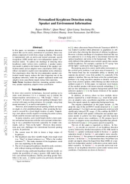 Personalized Keyphrase Detection using Speaker and Environment
  Information