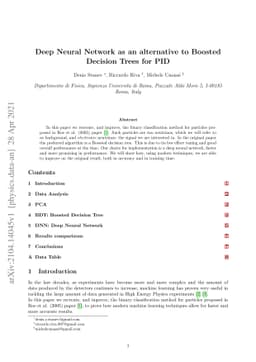 Deep Neural Network as an alternative to Boosted Decision Trees for PID