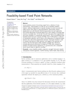 Feasibility-based Fixed Point Networks