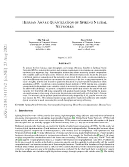 Hessian Aware Quantization of Spiking Neural Networks
