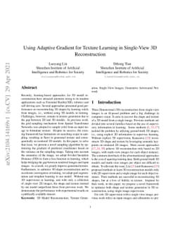 Using Adaptive Gradient for Texture Learning in Single-View 3D
  Reconstruction