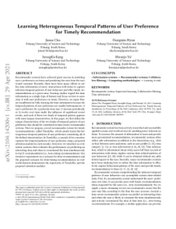 Learning Heterogeneous Temporal Patterns of User Preference for Timely
  Recommendation
