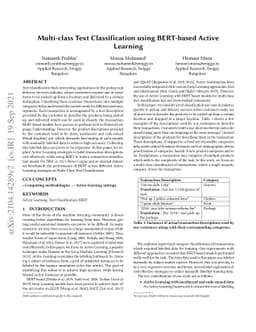 Multi-class Text Classification using BERT-based Active Learning